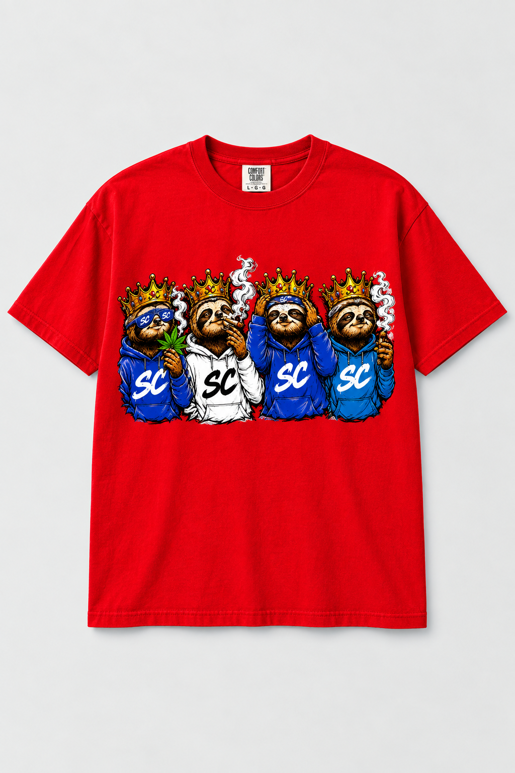 Smack City High Sloth Crowned Tee — Red