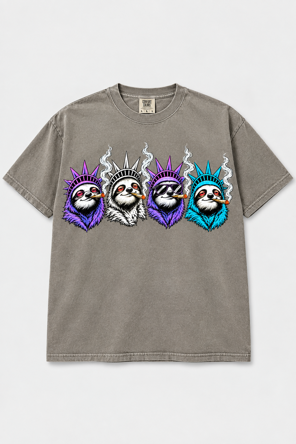 Smack City High Sloth Crew Tee — Gray
