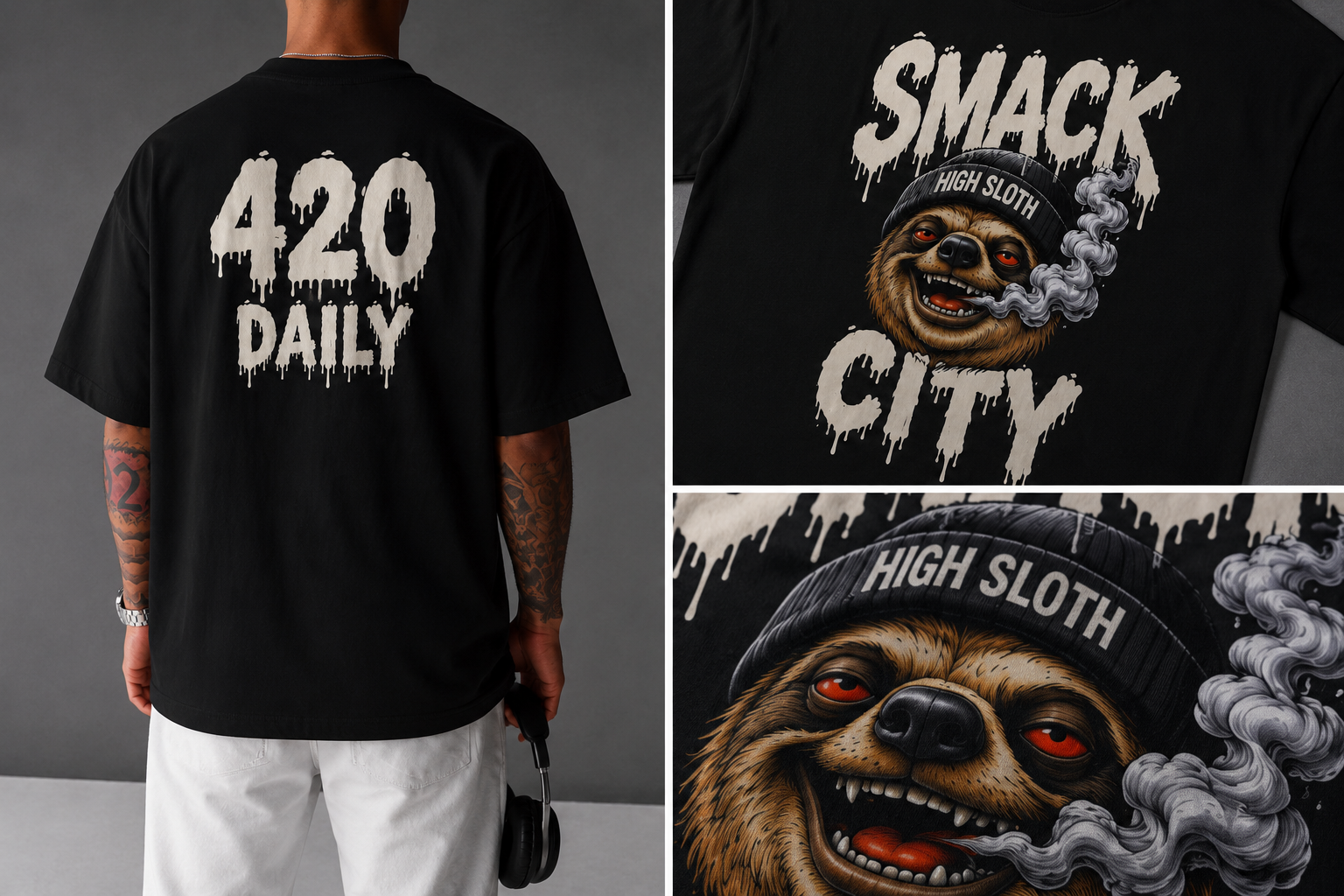 HIGH SLOTH — SMACK CITY TEE